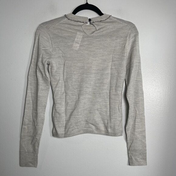 J.CREW Carolyn Embellished Fitted Sweater XS Gray NEW Sequin Merino Wool CE699 - Picture 4 of 11